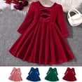 thumbnail image 1 of Lovskoo Toddler Girls Velvet Christmas Clothes Flare Big Bowknot Cut Out Dress Princess Dress 3-8 Years Old Pink, 1 of 6