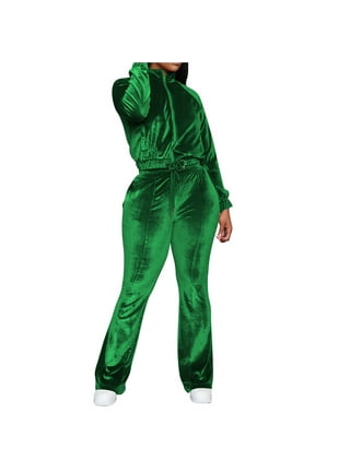 Green outlet velvet sweatsuit