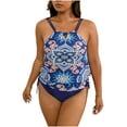 thumbnail image 1 of Lovskoo Trendy Plus Size 2 Piece Tankini Swimsuits for Women 2024 Tummy Control Printed Bathing Suit Tankini Halter Top & Shorts Ladies Swimwear Purple 4XL, 1 of 6