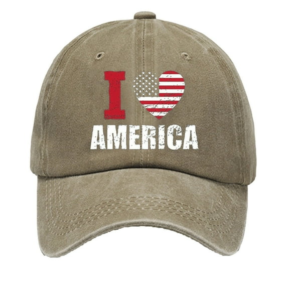 Lovskoo Unisex American Flag Hat Unisex Vintage Embroidery Washed Distressed Baseball Cap Adjustable Usa Trucker Dad Hat Khaki