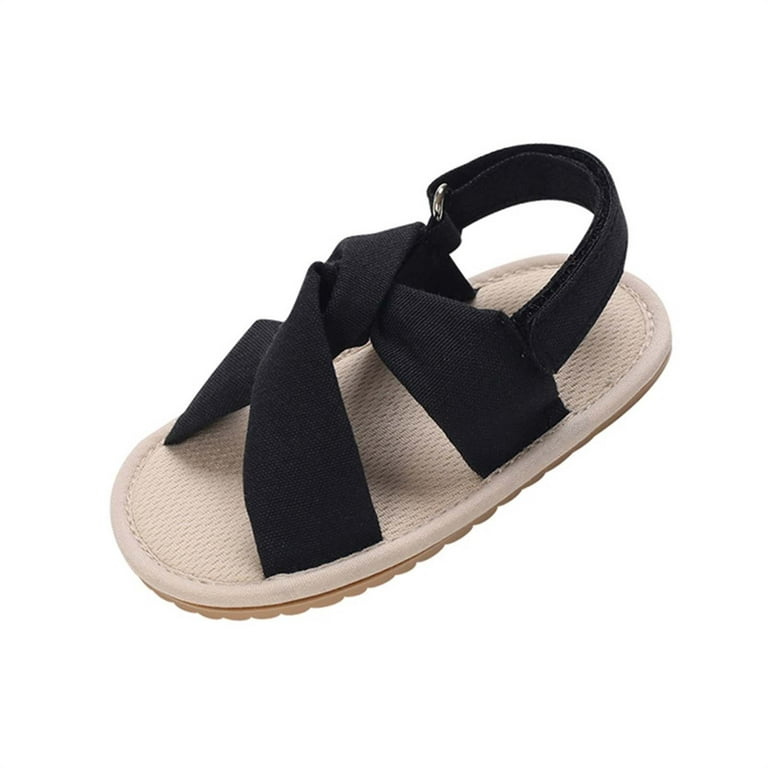 Lovskoo Unisex Baby First Walking Shoes 0-15 Months Infant Slingback  Sandals Toddler Boys Girls Shoes Soft Sole Non-Slip Sandals Black 