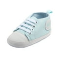 thumbnail image 1 of Zwiiyzr Unisex Baby First Walking Shoes 0-18 Months Infant Canvas Sneakers Shoes Boys Girls Cute Trendy Activewear Non-Slip Soft Bottom Sandals Canvas Shoes Light Blue, 1 of 6