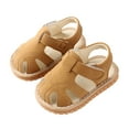 thumbnail image 1 of Zwiiyzr Unisex Baby First Walking Shoes 3-18 Months Infant Slingback Sandals Toddler Boys Girls Cute Shoes Hollow Out Soft Kids Summer Non-Slip Sandals Brown, 1 of 6