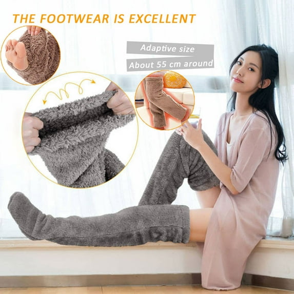 Lovskoo Unisex Fall and Winter Teddy Legs Socks Plush Warm Fuzzy Socks Home Socks Cover Floor Socks Gray