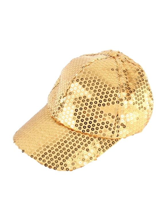 Unisex Glitter Sequin Adjustable Baseball Cap Hat Party Hat for Women and Men Mesh Sports Hat Gold