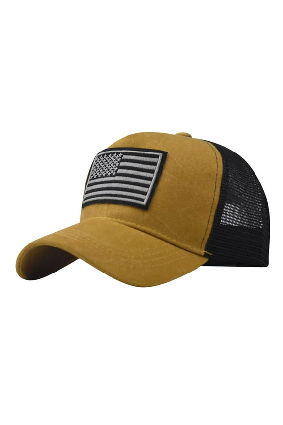 Unisex Usa Flag Hat for Men Women Adjustable Embroidery American Patriotic Baseball Cap Yellow