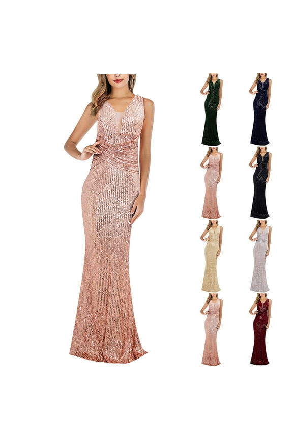 Wedding Guest Dresses for Women Evening Gown Trendy Sequin Slip Dress Sparkly Glitter Party Club Long Wrap Evening Formal Cocktail Dresses 2023 Gold