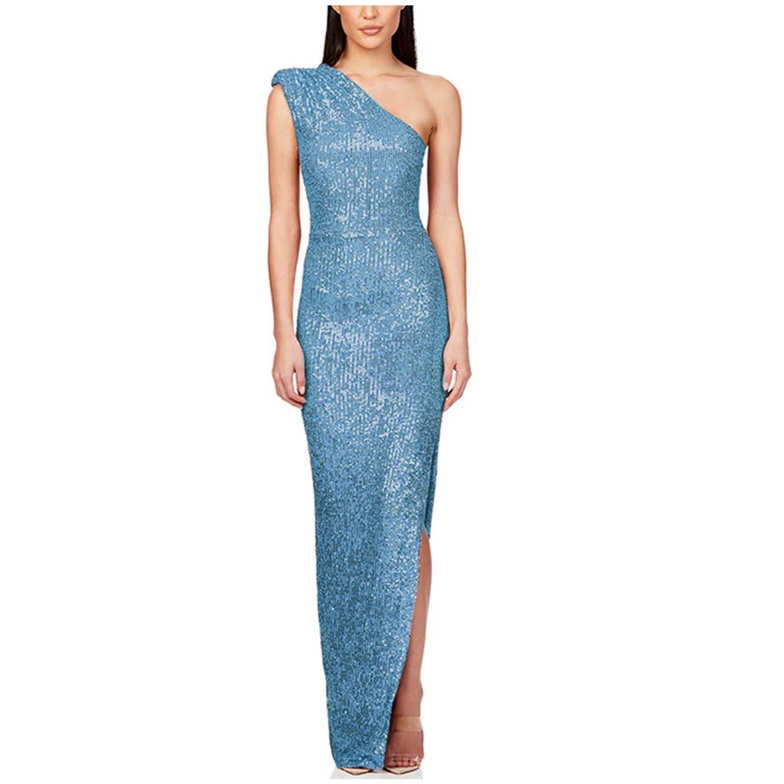 Lovskoo Wedding Guest Dresses for Women Evening Gown Trendy Solid One