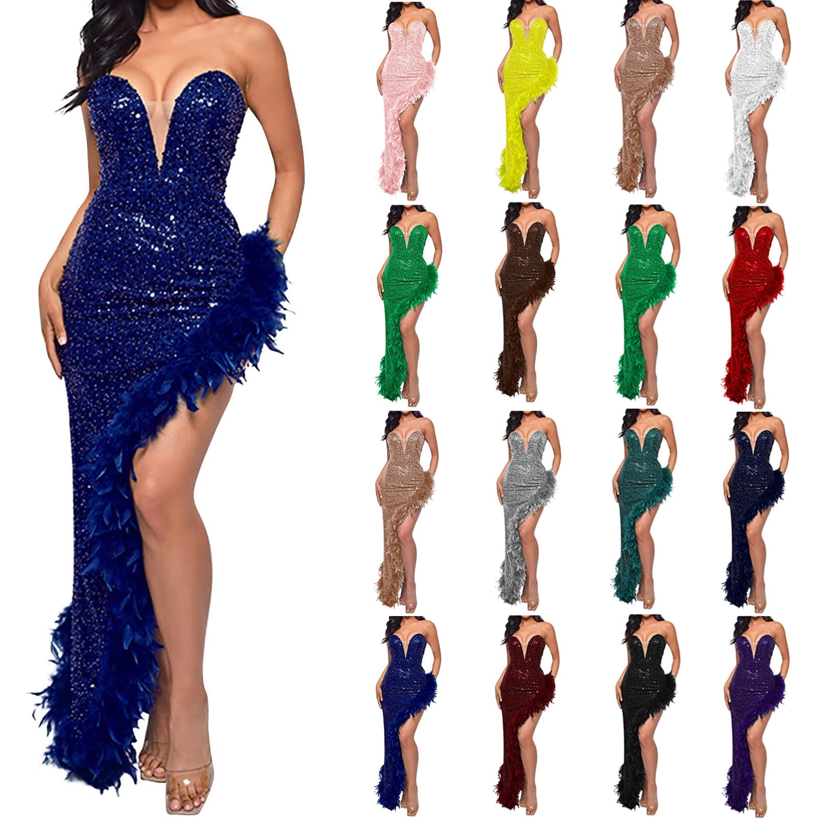 Chest Less Dresses Lovskoo Wedding Guest Dresses for Women Evening Gown Trendy Solid ...