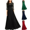 thumbnail image 1 of Lovskoo Wedding Guest Dresses for Women Evening Gown Trendy Summer Lace Patchwork Solid Round-Neck 1/2 Sleeve Long Cocktail Dresses 2023 Navy, 1 of 4