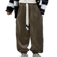thumbnail image 1 of Zwiiyzr Winter Boys and Girls Winter Fleece Lined Pants Toddler Kids Warm Thick Casual Thermal Pants Wide Leg Fleece Pants 1-12 Years Brown, 1 of 1