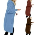 thumbnail image 1 of Lovskoo Winter Coats for Women 2023 Trendy Zip Up Hoodies Solid Color Thick and Fleece Fall Oversized Sweatshirts Casual Long Sleeve Pocket Hooded Long Outerwear Sky Blue, 1 of 8