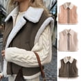 thumbnail image 1 of Lovskoo Winter Coats for Women 2023 Trendy Faux Suede Vest Coat Warm Outerwear Sleeveless Color Block Casual Vest Coat/Jacket Olive Green, 1 of 4
