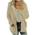 thumbnail image 1 of Lovskoo Winter Coats for Women Hooded Fuzzy Fleece Sweater Coat Warm Wool Zipper Coat Long Sleeve Outwear A-Beige, 1 of 7
