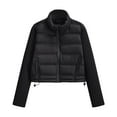 thumbnail image 1 of Lovskoo Winter Coats for Women Quilted Jacket Bomber Jacket Fashion Solid Color Cotton Jacket Casual Short Cotton Jacket Black, 1 of 6