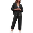 thumbnail image 1 of Lovskoo Women 2 Piece Outfits Knit Long Sleeve Cardigan Set Casual Sweater Pants Lounge Sets 2025 Spring Fall Clothes Black, 1 of 5