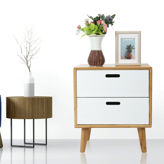 CHICIRIS Nightstand for Bedroom, MDF Bedside Table with 2 Drawers , Nordic Sofa Corner Side Table, for Living Room Sofa and Bedroom