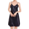 thumbnail image 1 of Lovskoo Women 2024 Sleepwear Satin Lace Chemise Nightgown Full Sleepwear Black, 1 of 5