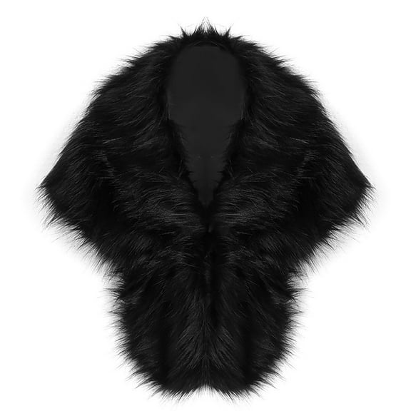 Lovskoo Women Faux Fur Coat Jackets Wrap Cape Shawl for Wedding Party Winter Keep Warm Outerwear Black