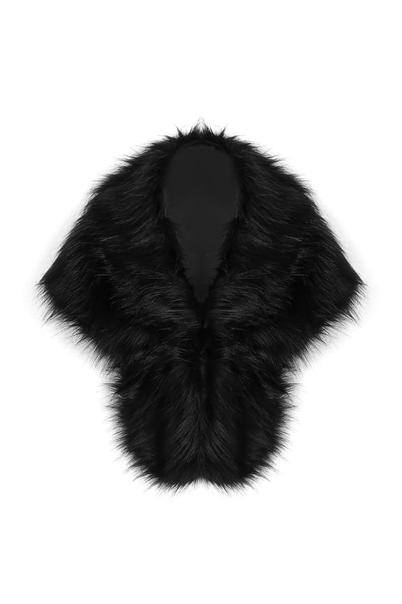 Women Faux Fur Coat Jackets Wrap Cape Shawl for Wedding Party Winter Keep Warm Outerwear Black