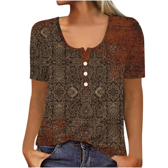 Lovskoo Women Floral Print Tops Trendy Summer Flare Sleeve Three Quarter Floral Lace Office Lady Blouse Tops Olive Green