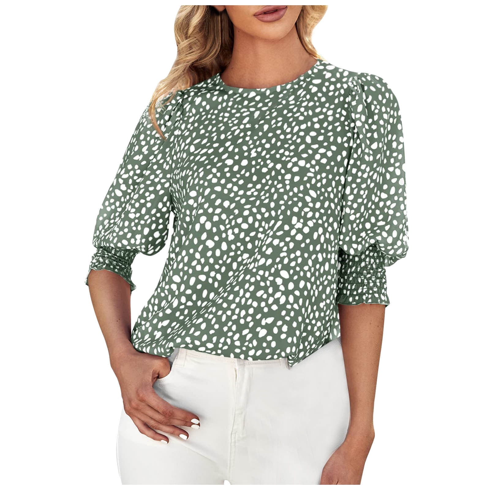 Lovskoo Women Floral Print Tops Trendy Summer Round -Neck Short