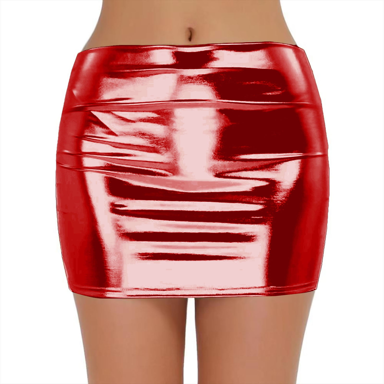 HDE Women's Tight Stretchy Faux Leather High Waisted Mini