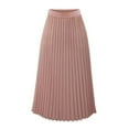 thumbnail image 1 of Lovskoo Women High Elastic Waist Pleated Chiffon Skirt Midi Swing Skirt Loose Casual High Waist Solid Long Ankle Pleated A-Line Skirt Pink, 1 of 7