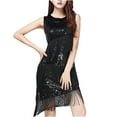 thumbnail image 1 of Lovskoo Women Latin Dance Dress Sequin Tassel Fringe Flapper Dress 1920S Cocktail Dress Tango Ballroom Dancing Costume Black, 1 of 2