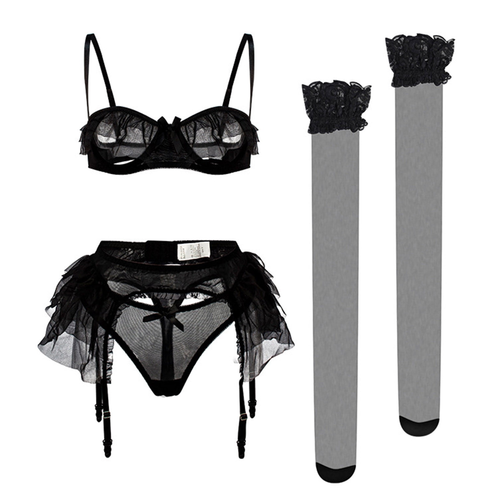 Lovskoo Women Lingerie With Garter Belt and Stockings Erotic Lingerie