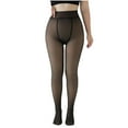 thumbnail image 1 of Lovskoo Women Plus Size Fleece Lined Thick Tights Stirrup Leggings Plus Size Fashion Fake Translucent Ladies Keep Warm Solid Pantyhose Black-220G, 1 of 5
