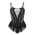 thumbnail image 1 of Lovskoo Women Plus Size Lingerie Lace Cut Out See-Through Babydoll Strap Chemise Sleepwear Nightie Black, 1 of 9