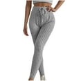 thumbnail image 1 of Lovskoo Women Solid Color Ribbed Knit Leggings Elastic Waist Casual Long Pants Gray, 1 of 9