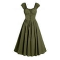 thumbnail image 1 of Gpaecead Women Steampunk Gothic Dress Halloween Cosplay Spaghetti Strap Sleeveless Flare A-Line Dress Plus Size Lace Up Shaping With Straps Long Princess Gown Masquerade Cocktail Dress Olive Green, 1 of 5