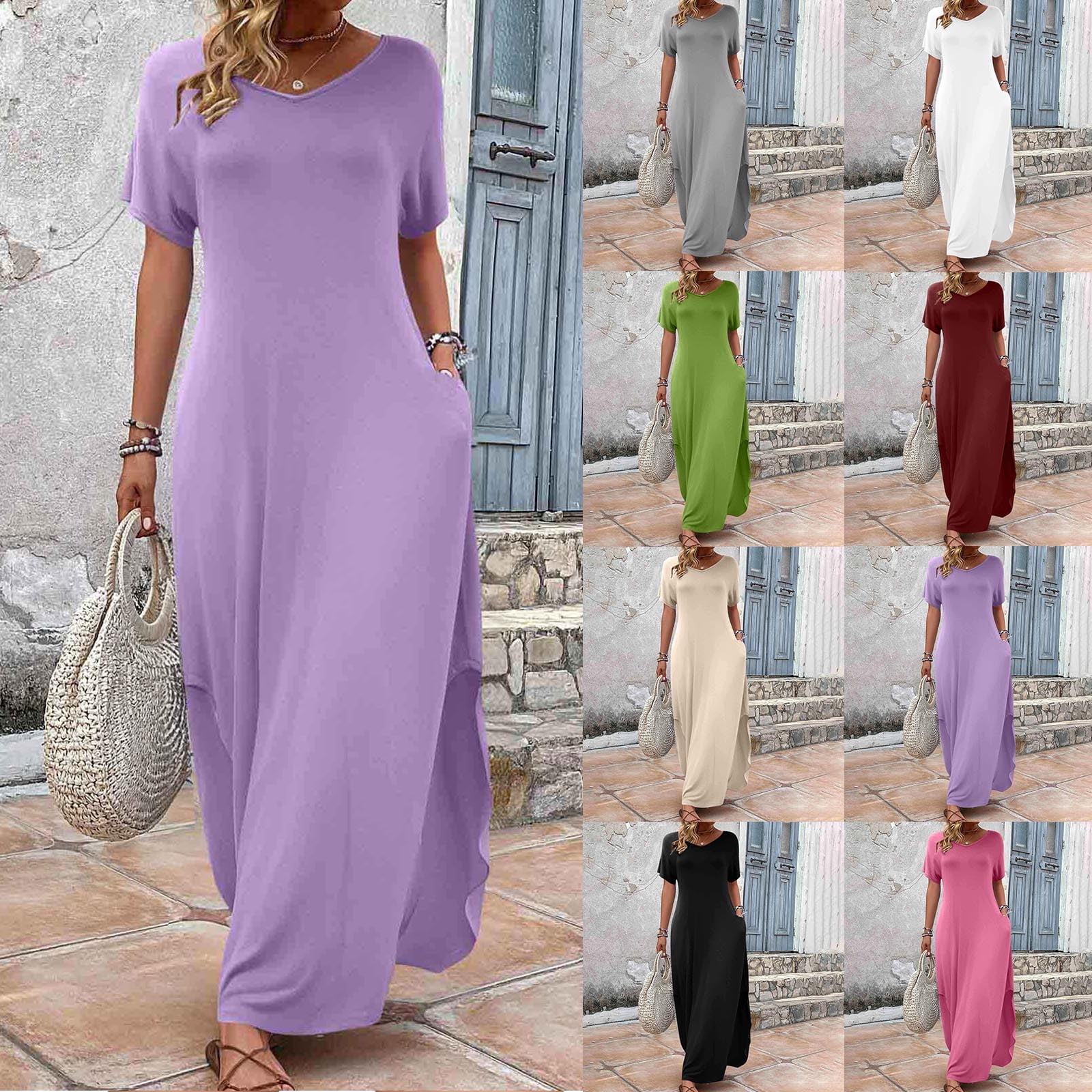 Womens Casual Short Sleeve T Shirt Dress main image 1