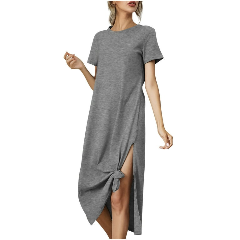 Casual Solid Slit O Neck T-Shirts Casual Solid Slit O Neck T-Shirts
