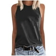 thumbnail image 1 of Lovskoo Women Summer Tank Tops Sleeveless Casual Tops Round Neck Solid Sleeveless Vest Tops Black, 1 of 6