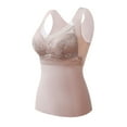 thumbnail image 1 of Lovskoo Women Tank Top with Built in Bra Camisole Nude Solid Winter Warm Self Heating Warm Shaping Wool V-Neck Warm Brassiere Pink, 1 of 7