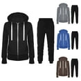 thumbnail image 1 of Lovskoo Women Track Suits 2 Piece Set Fleece Lined Fall Winter Outfits Sports Long Sleeve Pullover Hoodies Pants Suit Brown, 1 of 4