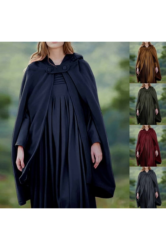 Women Trench Coat Cape Open Front Cardigan Jacket Shawl Cape Cloak Longline Robe Jacket Outwear Claret