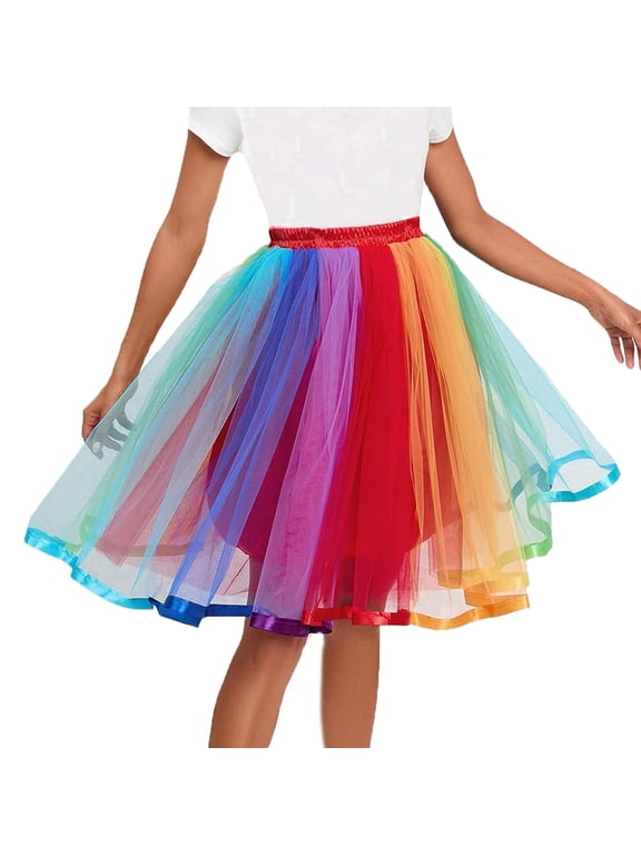 Women Tutu Skirt Knee Tulle Skirt Petticoat Skirts Rockabilly Tutu Skirt Slip Multicolor