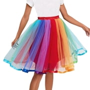 Lovskoo Women Tutu Skirt Knee Tulle Skirt Petticoat Skirts Rockabilly Tutu Skirt Slip Multicolor