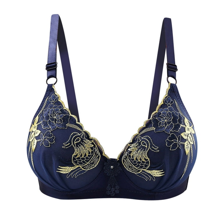 Lovskoo Women Wireless Bra Push Up Bra Bras for Sagging Breasts Nude Bra  Unlined Molded Cup Ladies Brassiere Embroidered Everyday Navy 