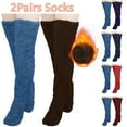 thumbnail image 1 of Lovskoo Women's 2 Pairs High Fuzzy Socks Over Knee Teddy Legs Socks Winter Leg Warmers Plush Slipper Socks for Women Christmas Home Sleeping Navy, 1 of 4