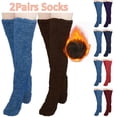 thumbnail image 1 of Lovskoo Women's 2 Pairs High Fuzzy Socks Over Knee Teddy Legs Socks Winter Leg Warmers Plush Slipper Socks for Women Christmas Home Sleeping Purple, 1 of 4