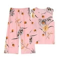 thumbnail image 1 of Lovskoo Women's 2 Piece Pajama Set Plus Size Casual Home Print Cotton Sleeveless Round Neck Tank Tops and Cropped Pants Suit Pink, 1 of 5
