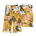 thumbnail image 1 of Lovskoo Women's 2 Piece Pajama Set Plus Size Casual Home Print Cotton Sleeveless Round Neck Tank Tops and Cropped Pants Suit Yellow, 1 of 5