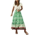 thumbnail image 1 of Lovskoo Women's 2024 Bohemian Long Skirts Flowy High Waist A Line Maxi Skirts for Women Summer Pleated Ankle Skirts Olive Green, 1 of 7
