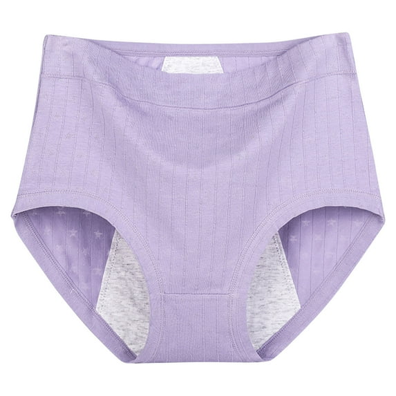 Lovskoo Women's 2024 Plus Size Period Menstrual Period Panties Leak-Proof Cotton Protective Briefs Purple