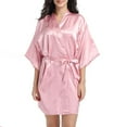 thumbnail image 1 of Lovskoo Women's 2024 Satin Robe Valentines Sleepwear for Women Kimono Bathrobe Short Ruffle Belted Robes Bridesmaids Sleepwear Khaki, 1 of 5